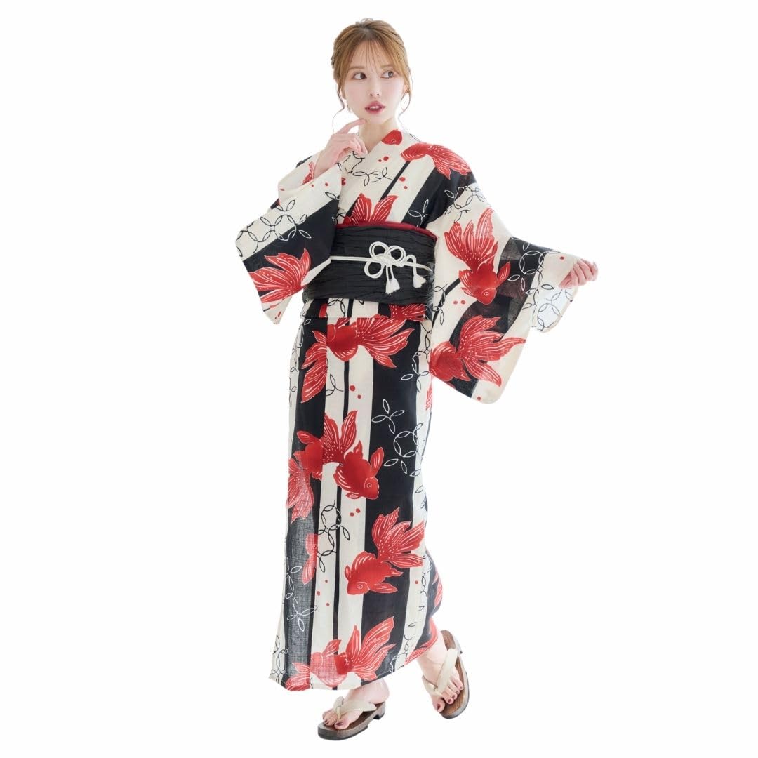 Amazon | [ANDESIR] アンデジール 浴衣 4点セット 向日葵 金魚